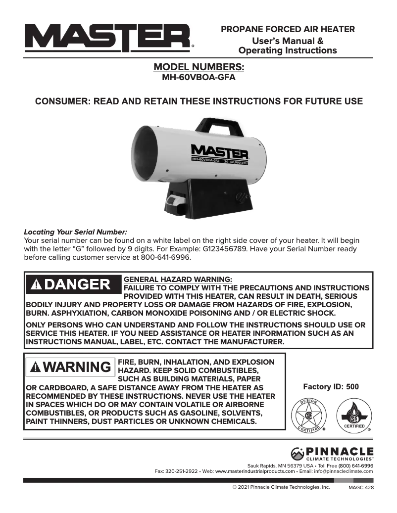 First page image of the manual for MH-60VBOA-GFA-A