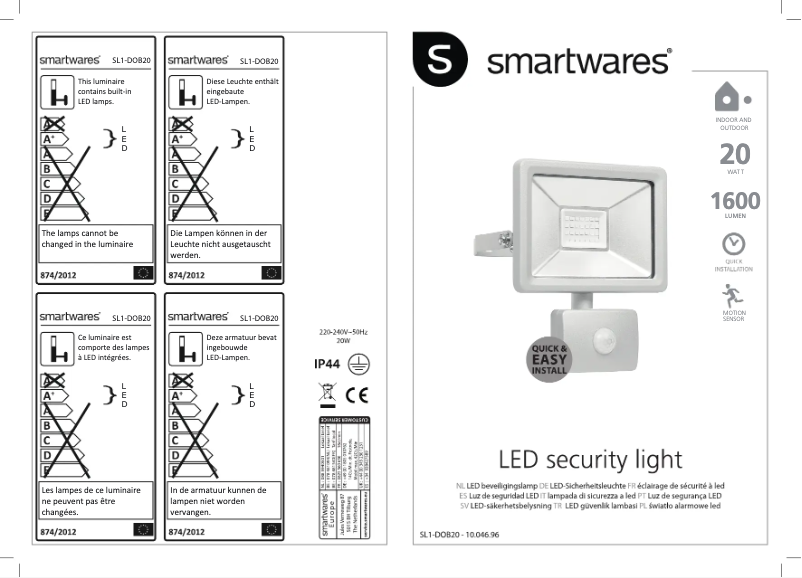 Page 1 of the manual User Manual Smartwares SL1-DOB20