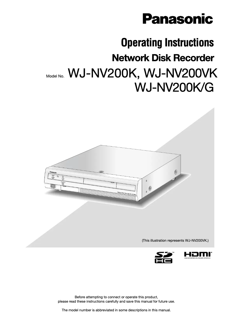 Page 1 of the manual User Manual Panasonic WJ-NV200