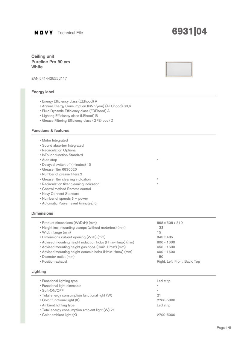 First page image of the manual for Pure'line Pro 6931
