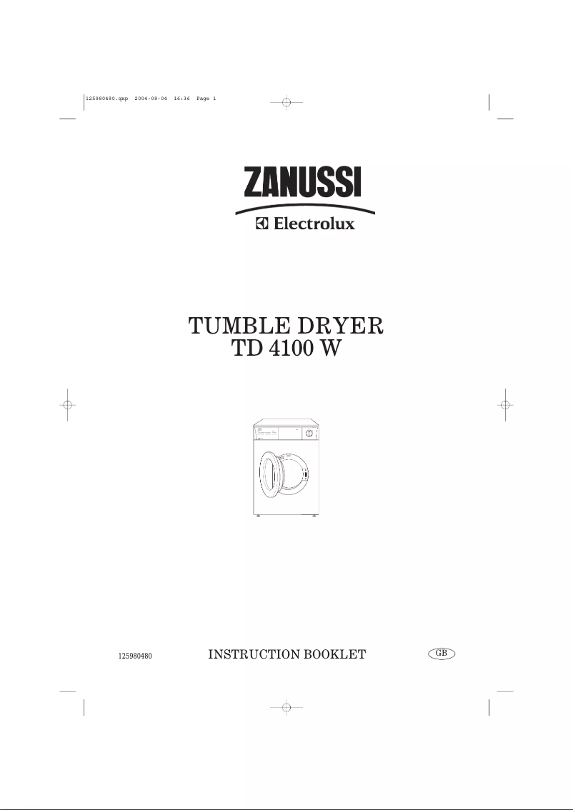 First page image of the manual for TD4100W