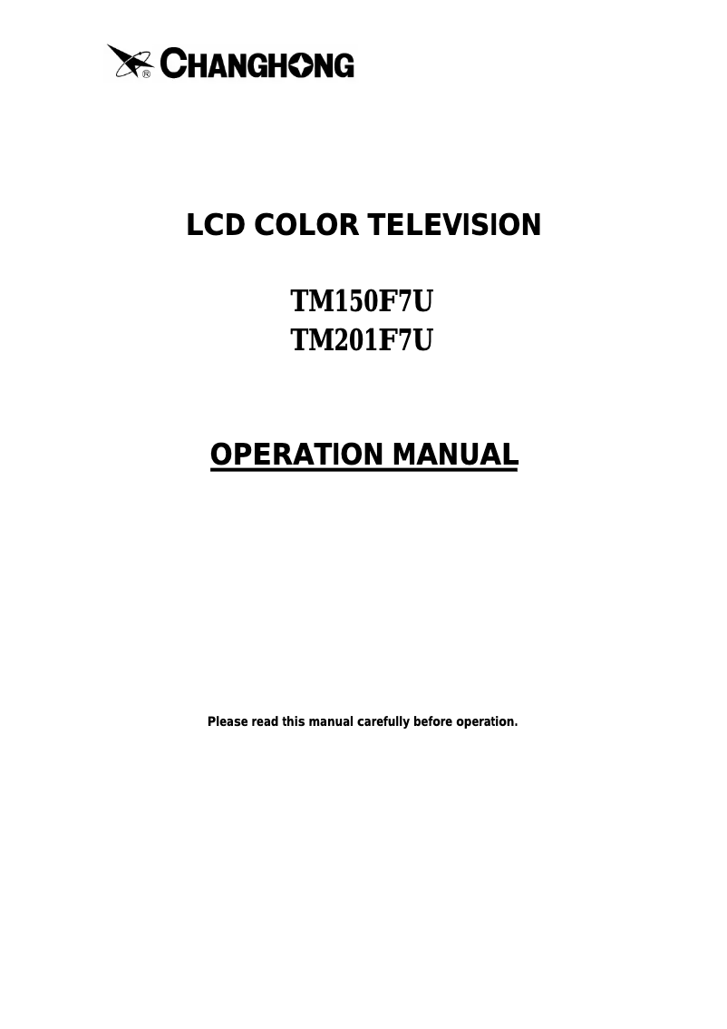 Page 1 of the manual User Manual Changhong TM150F7U
