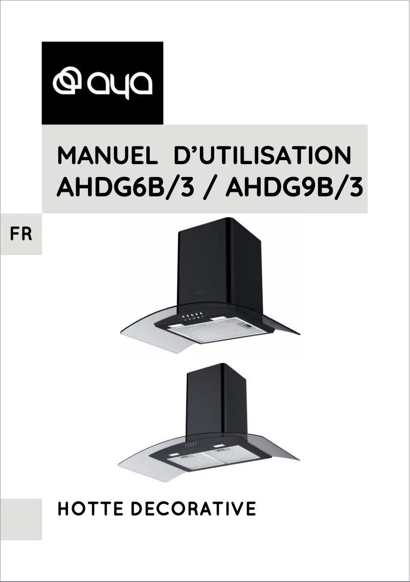 Page 1 of the manual User Manual AYA AHDG9B