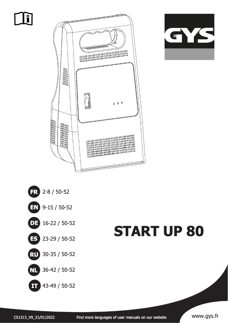 First page image of the manual for Start UP 80