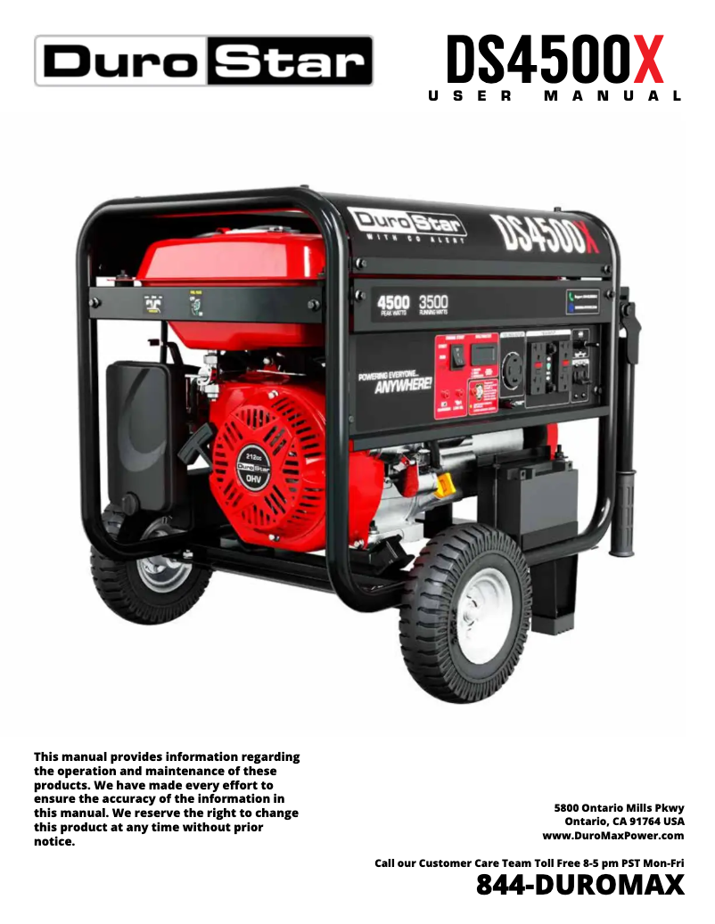 Page 1 of the manual User Manual DuroStar DS4500X