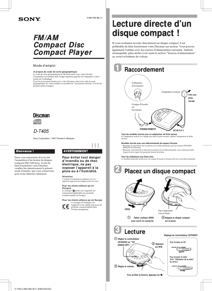 First page image of the manual for D-T405