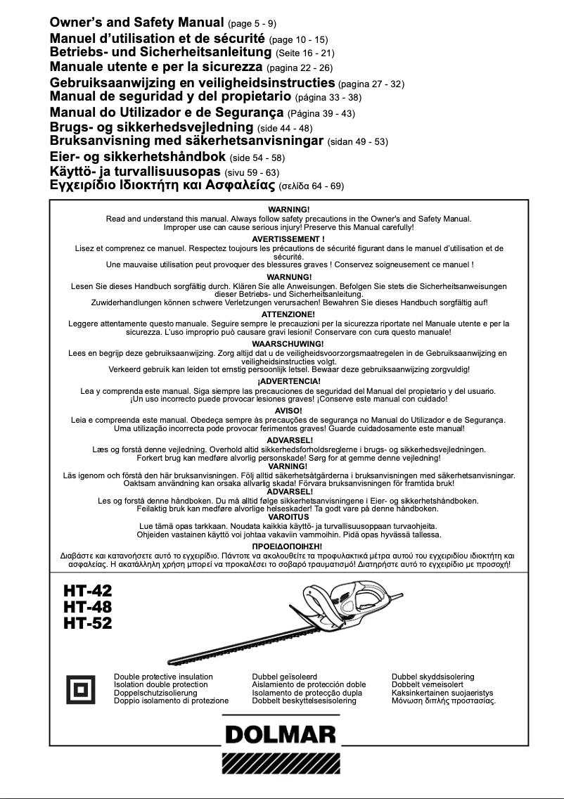 Page 1 de la notice Manuel utilisateur Dolmar HT-42