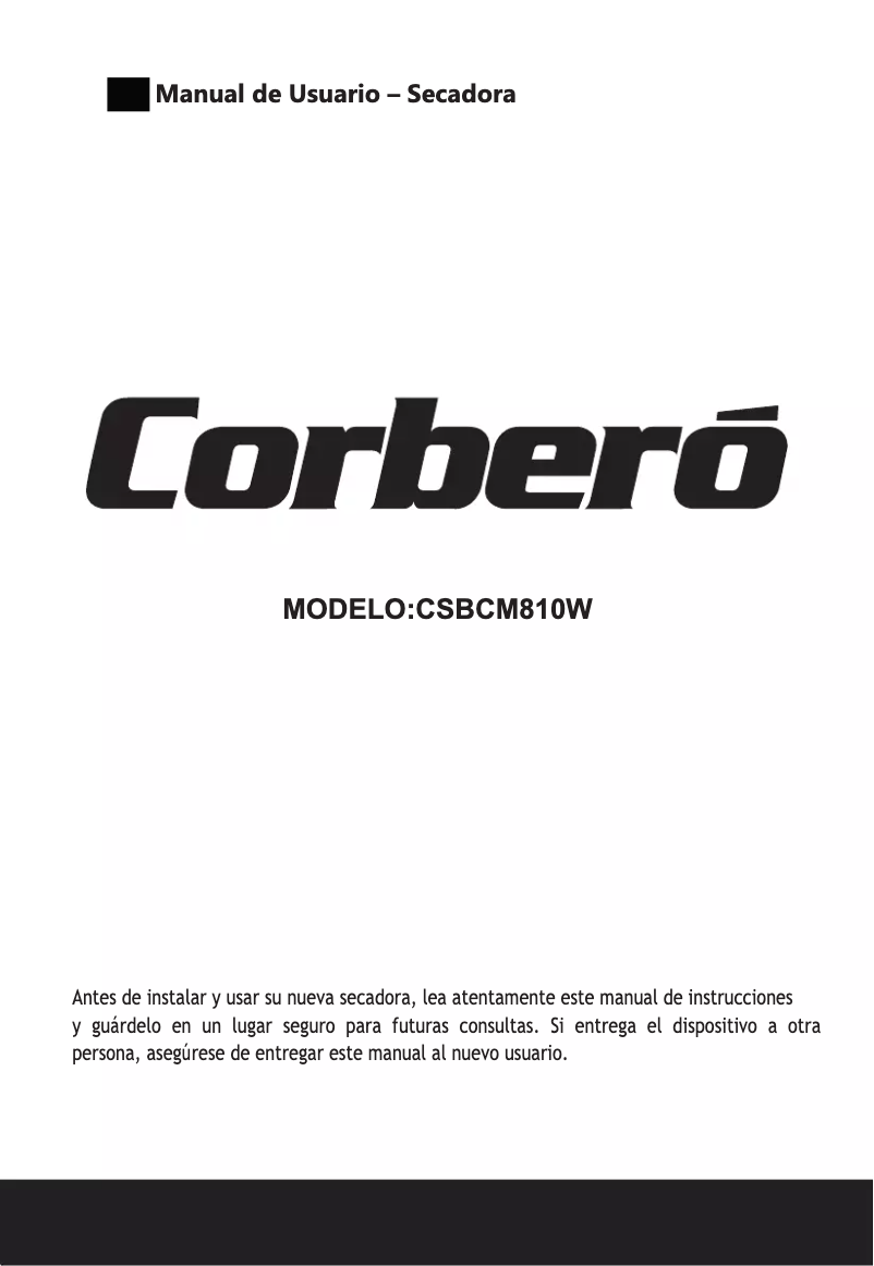 First page image of the manual for CSBCM810W