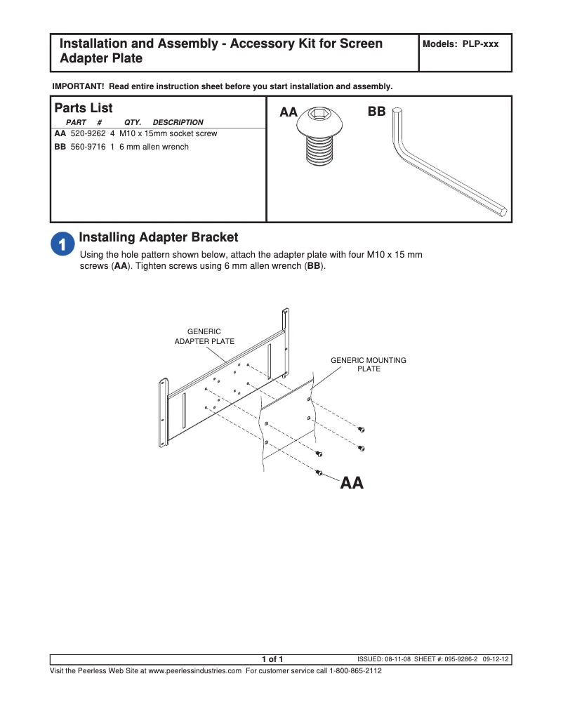 First page image of the manual for PLP-V4X4