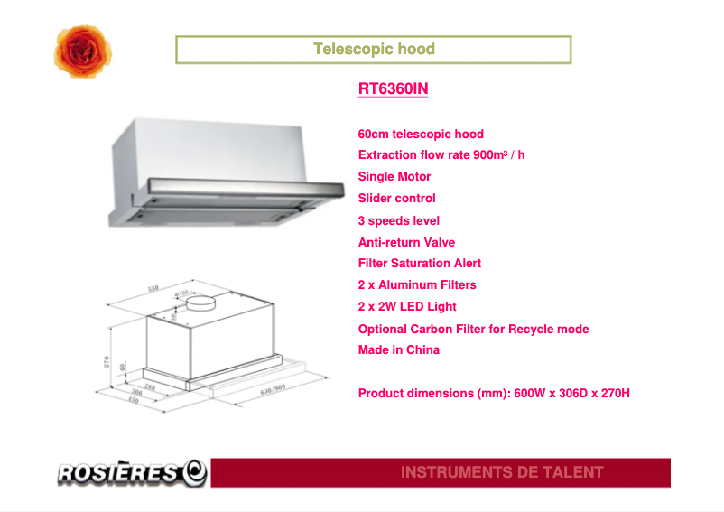 Page 1 of the manual Installation Guide Rosieres RT 6360 IN
