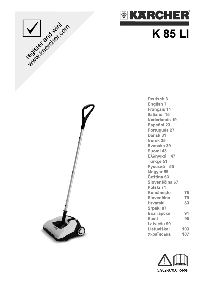 Page 1 of the manual User Manual Kärcher K 85
