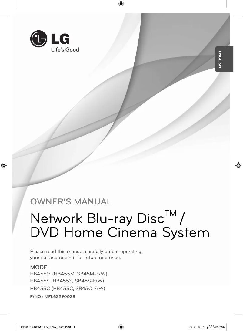 First page image of the manual for HB455M