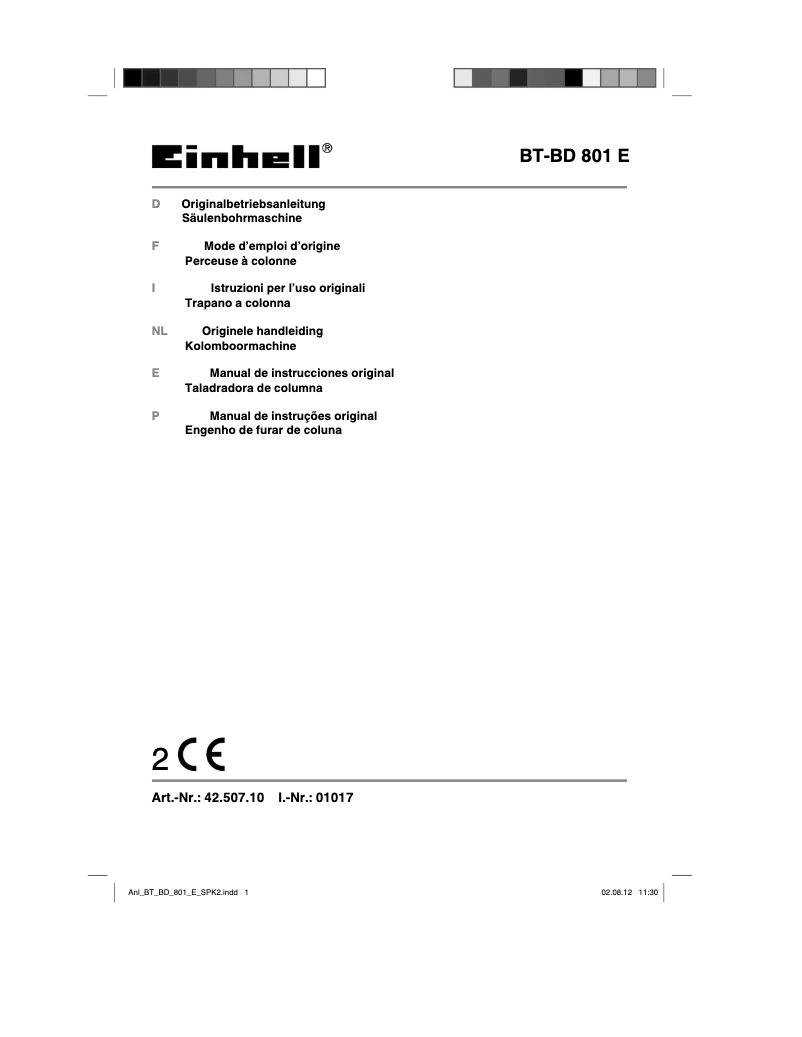 Page 1 of the manual User Manual Einhell BT-BD 801 E
