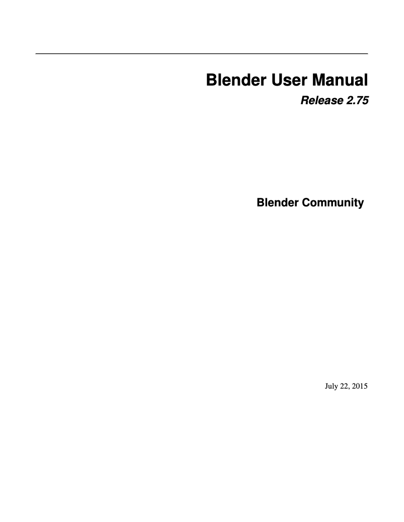 Page 1 of the manual User Manual Blender 2.75