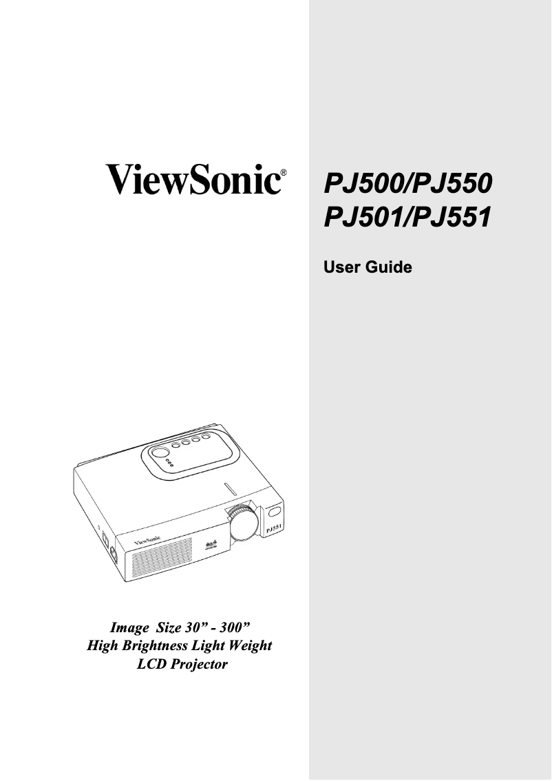 Page 1 de la notice Manuel utilisateur Viewsonic PJ550
