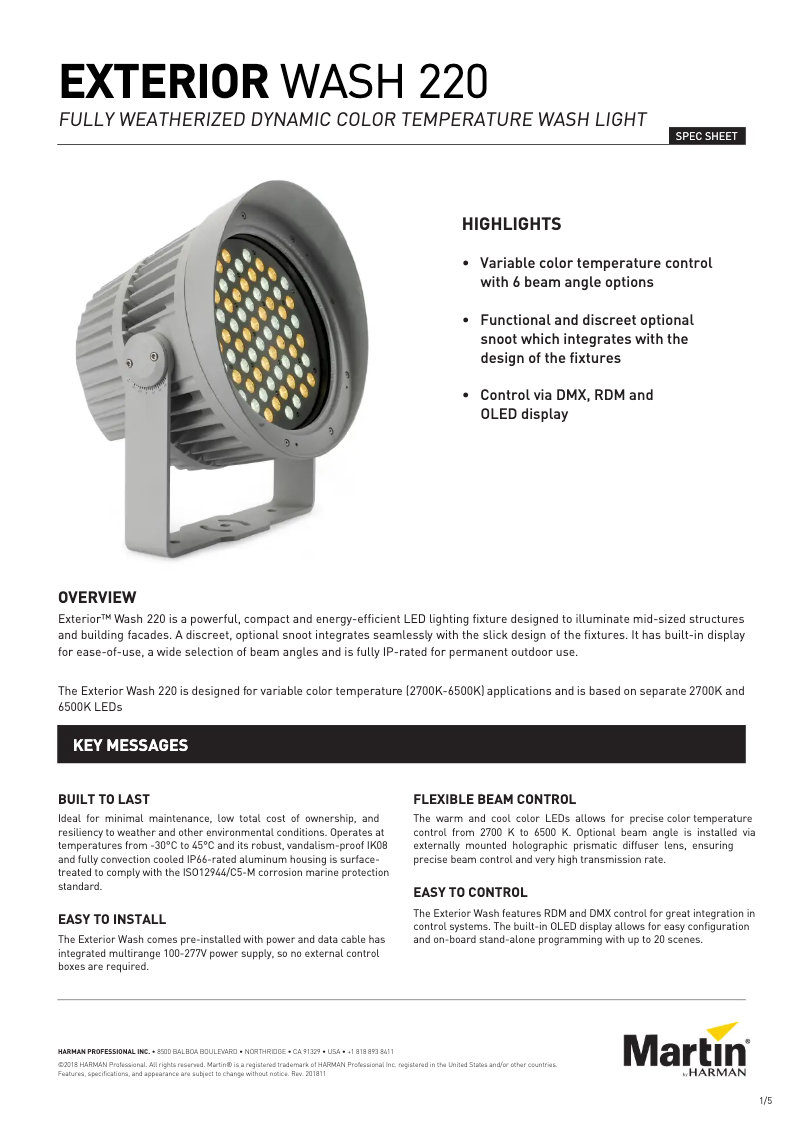 First page image of the manual for Exterior Wash 220