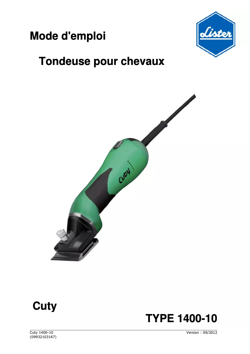 Page 1 of the manual User Manual Lister Cuty 1400-10