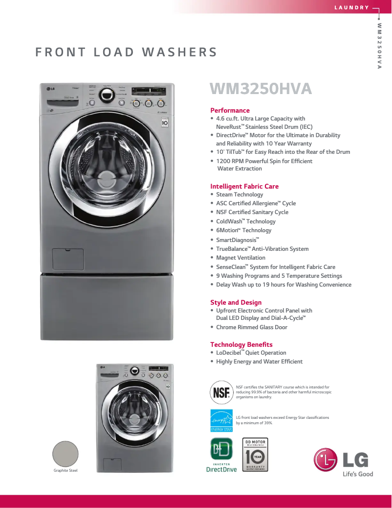 First page image of the manual for WM3250HVA