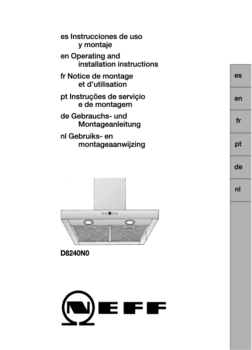 First page image of the manual for D8240N0