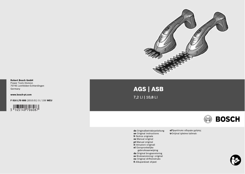 First page image of the manual for AGS 10,8 LI