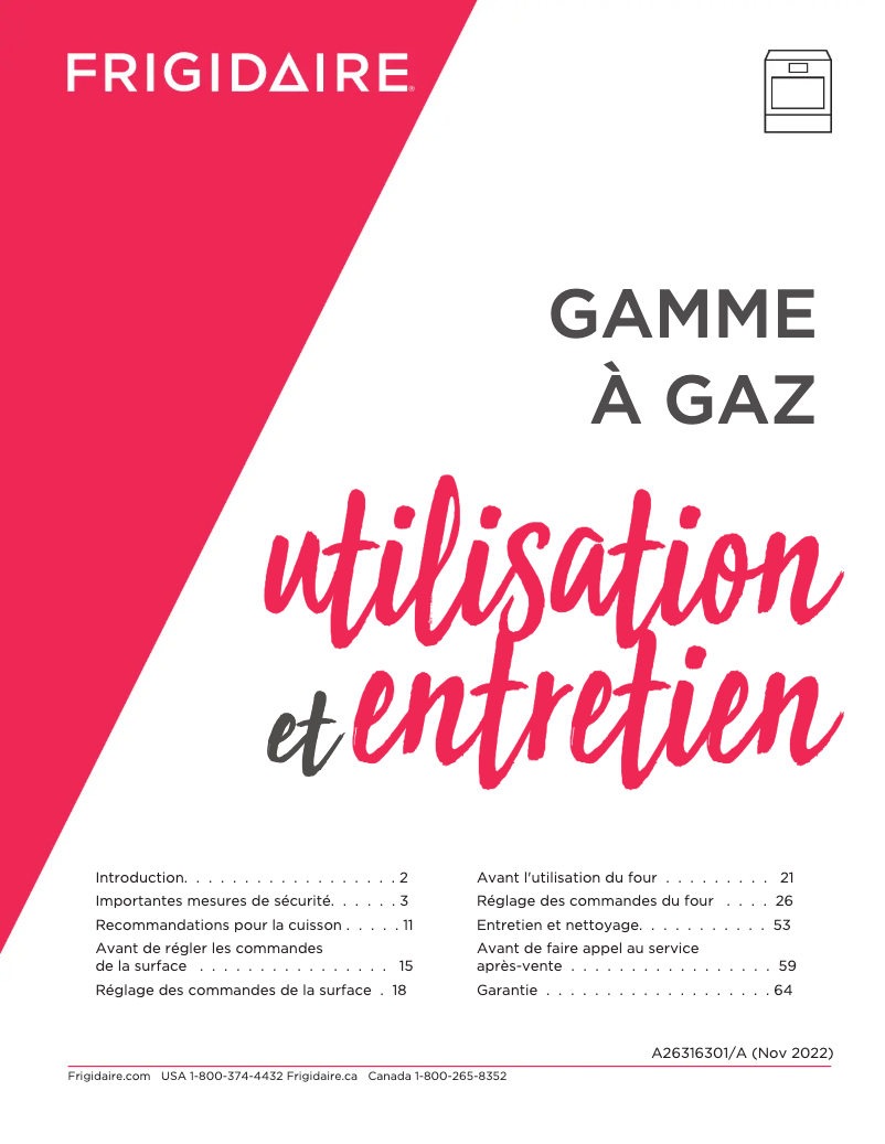 First page image of the manual for GCFG3060BD