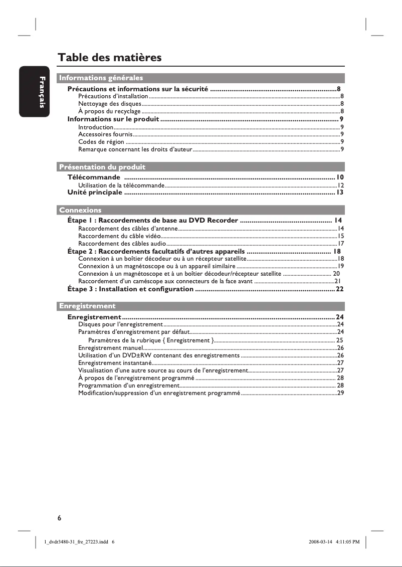 First page image of the manual for DVDR3480