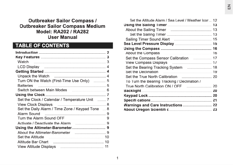 First page image of the manual for RA282