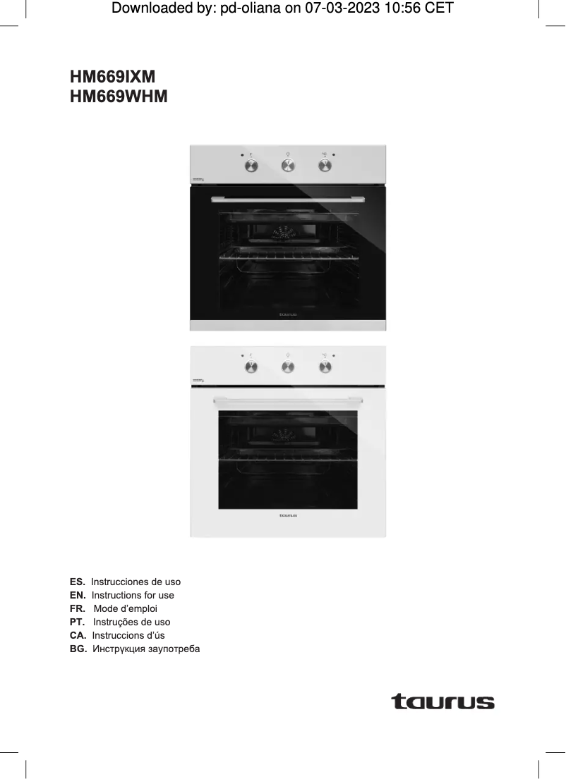 First page image of the manual for HM669IXM