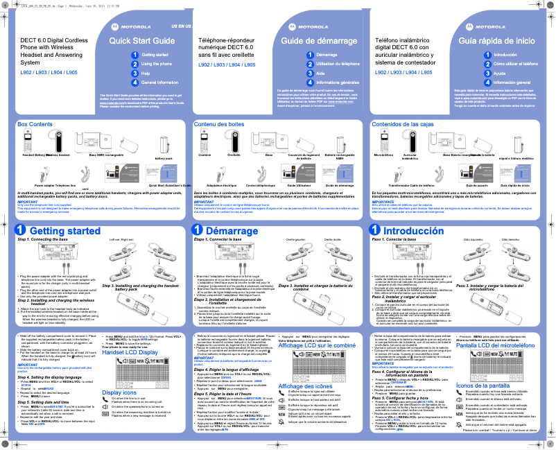 Page 1 of the manual User Manual Motorola L903