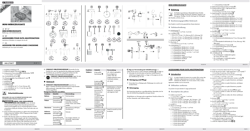 Page 1 of the manual User Manual Parkside PDZ 277 A1
