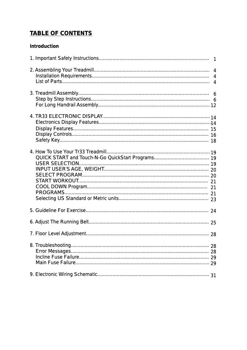 First page image of the manual for TR33