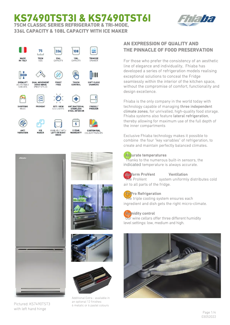 First page image of the manual for KS7490TST3IA