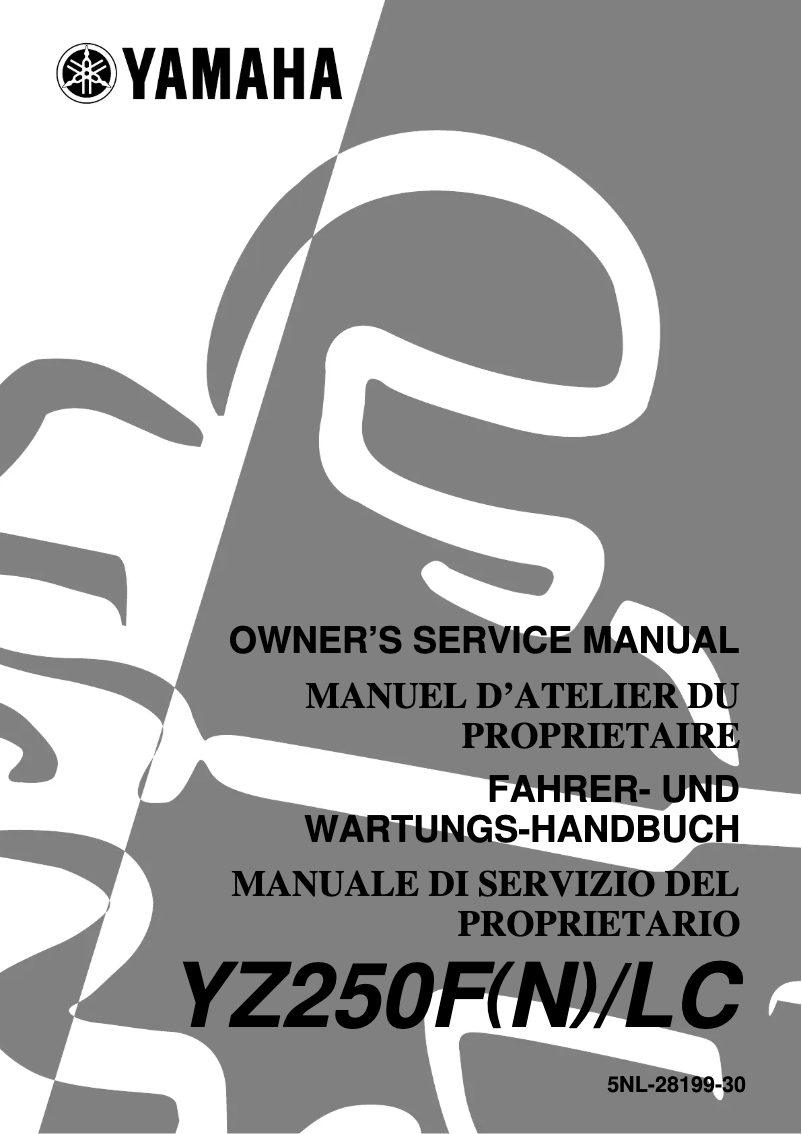 Page 1 of the manual User Manual Yamaha YZ250 (2000)