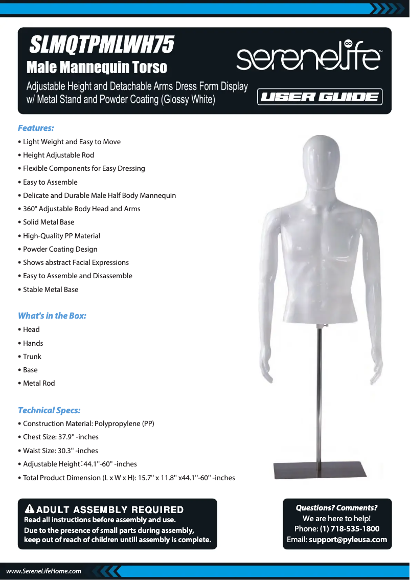 Page 1 of the manual User Manual SereneLife SLMQTPMLWH75