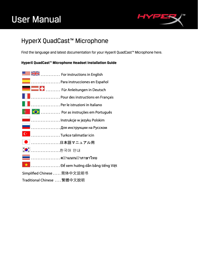 Page 1 of the manual User Manual HP HyperX QuadCast