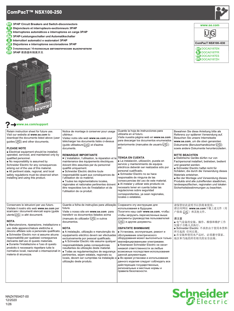 Page 1 of the manual User Manual Schneider GV2APN04