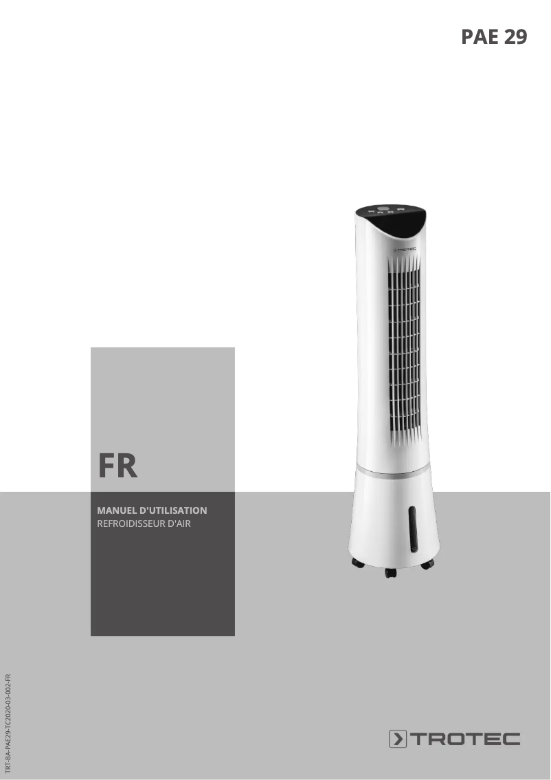 Page 1 of the manual User Manual Trotec PAE 29