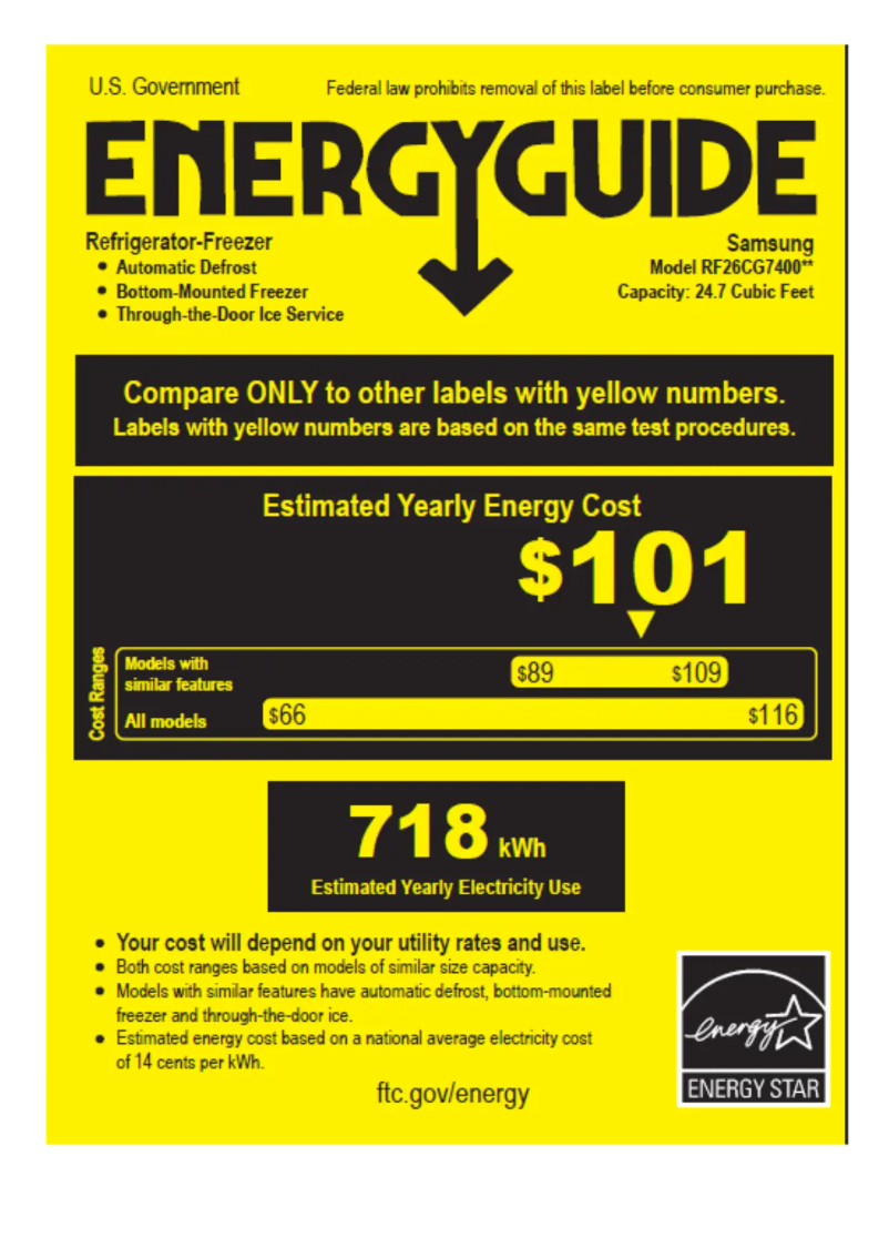 First page image of the manual for RF26CG7400S