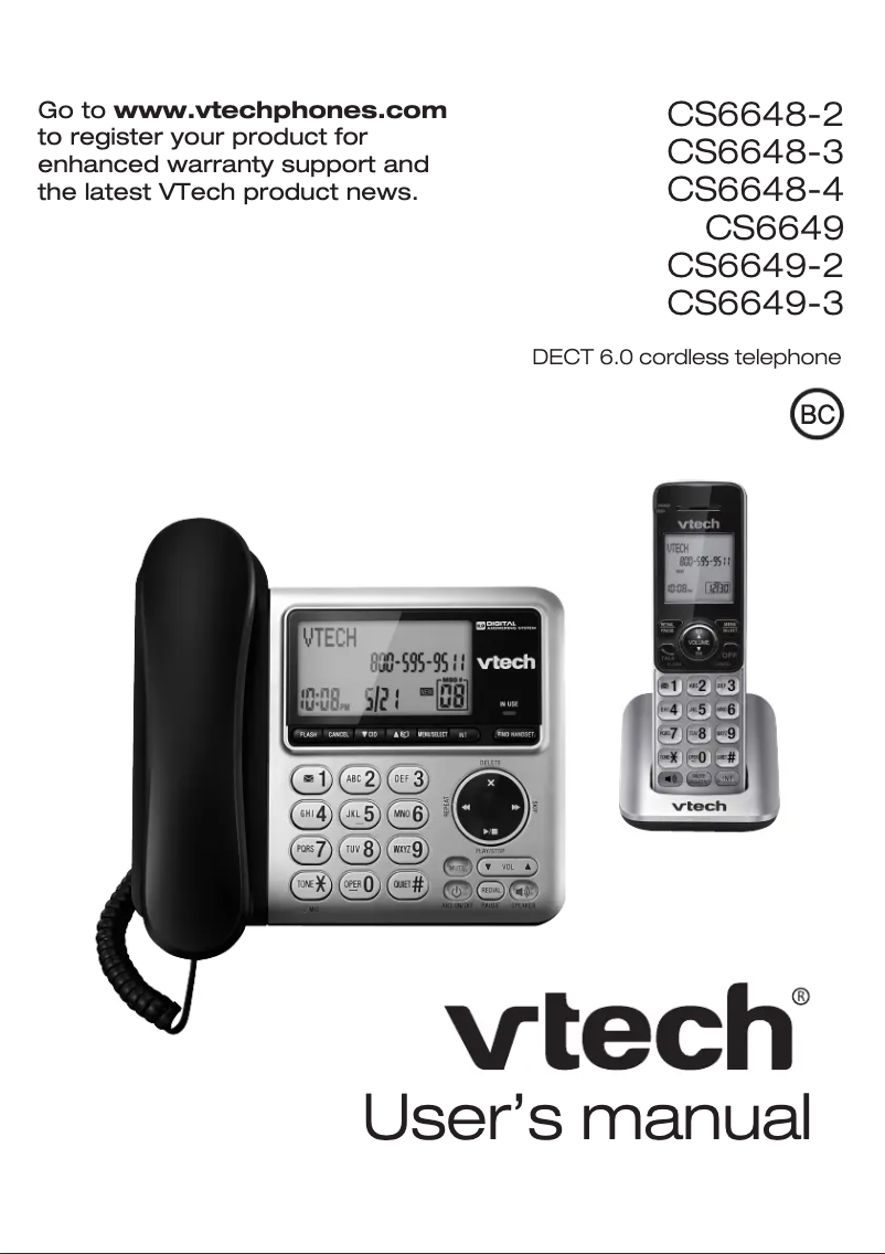 Page 1 of the manual User Manual Vtech CS6649-2