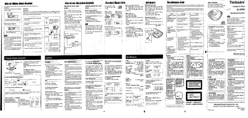 Page 1 of the manual User Manual Panasonic SL-XP600