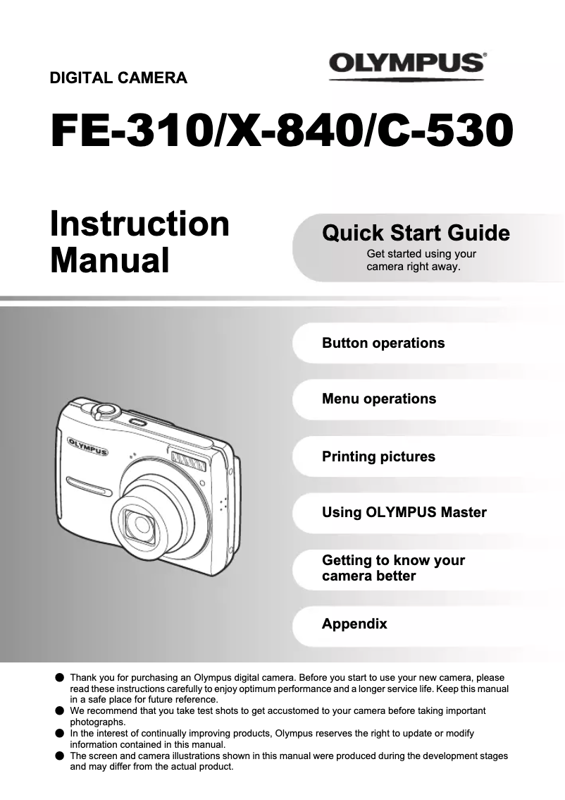 Page 1 de la notice Manuel utilisateur Olympus X-840