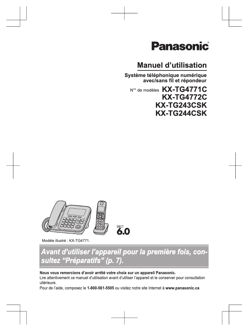 First page image of the manual for KX-TG4772