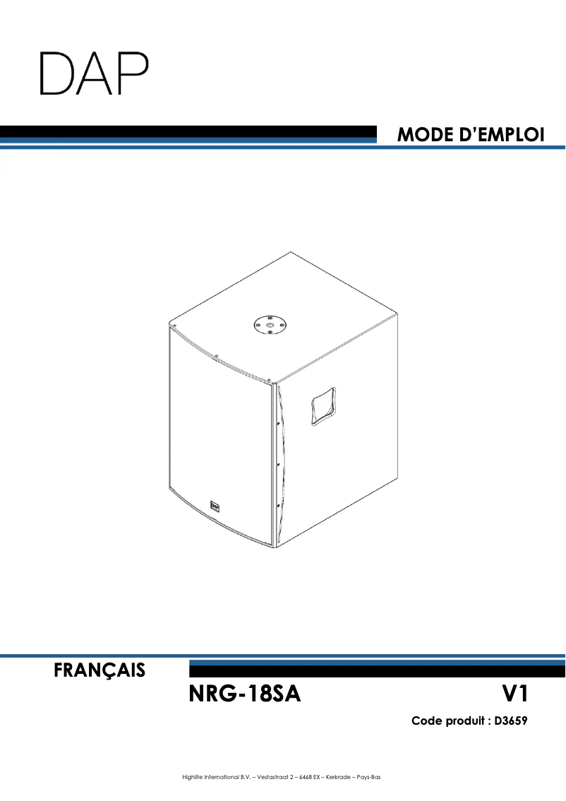Image de la première page du manuel de l'appareil NRG-18SA