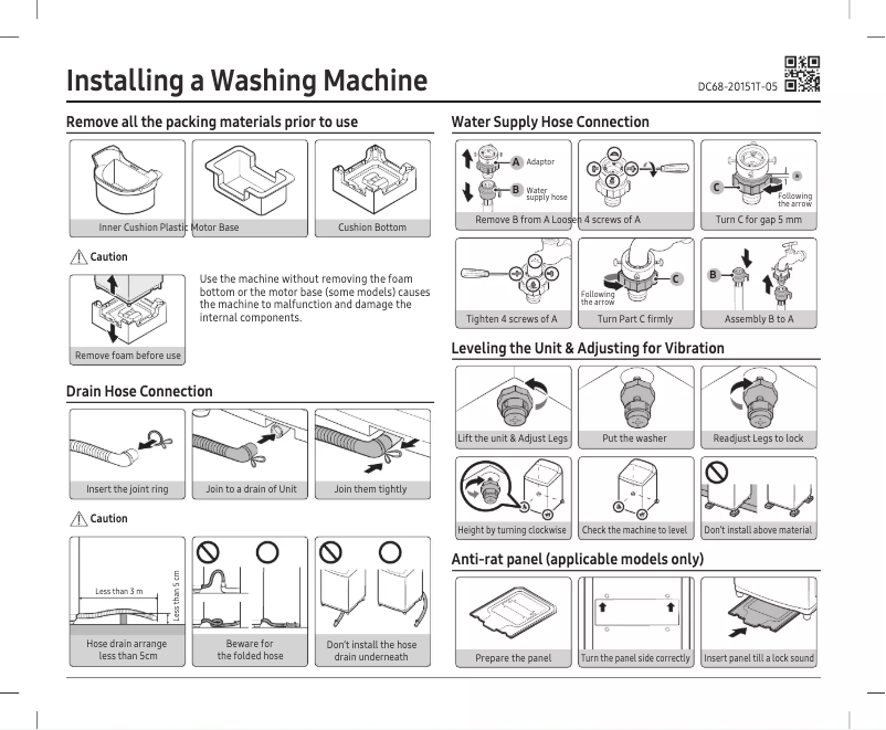 Page 1 of the manual Installation Guide Samsung WA75H4200SW