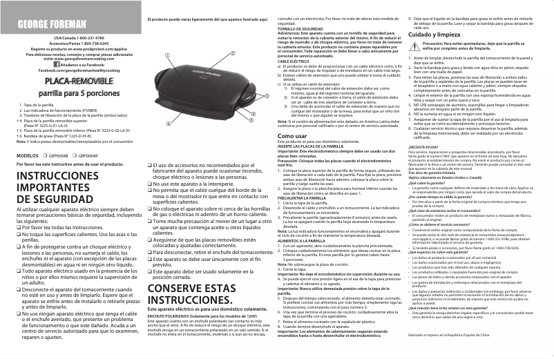 Image de la première page du manuel de l'appareil GRP0004B