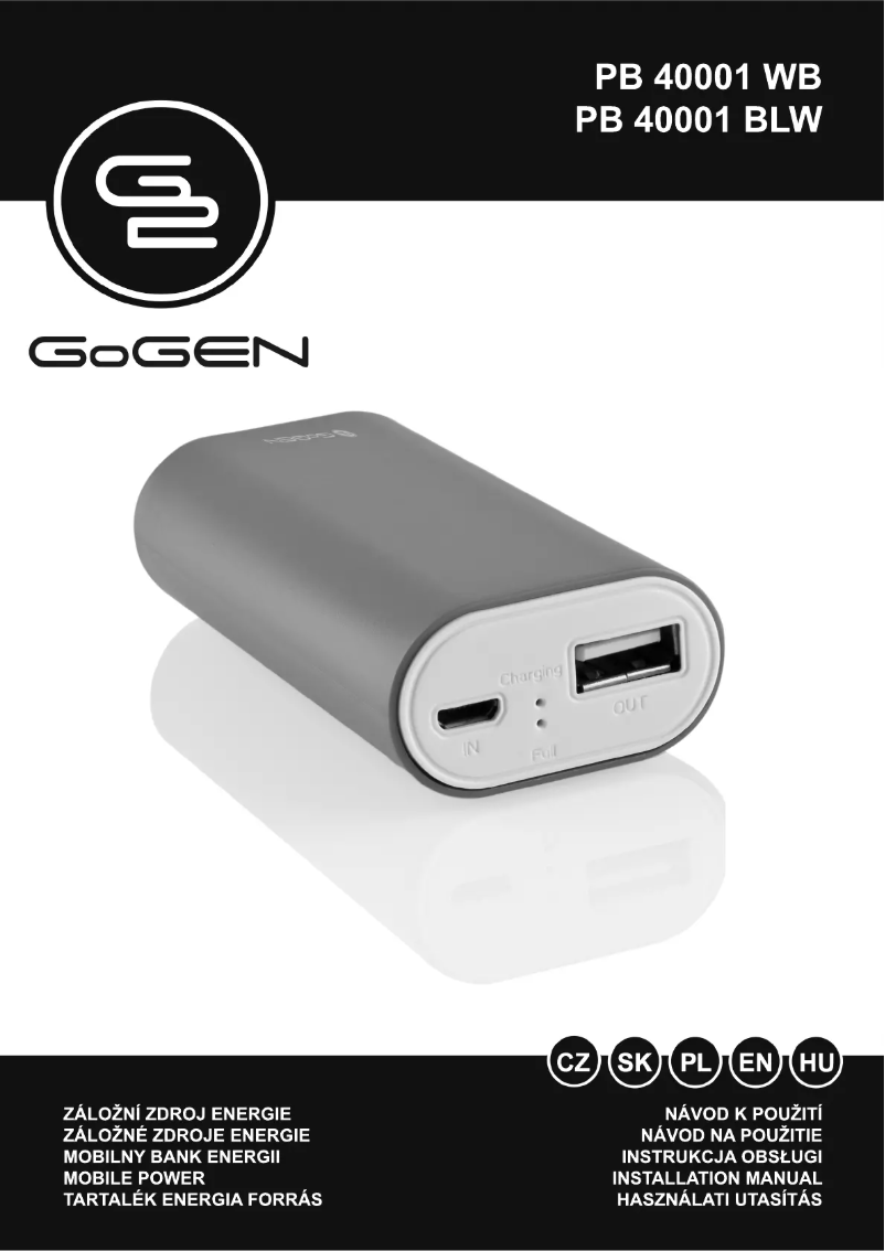 First page image of the manual for PB 40001 WB