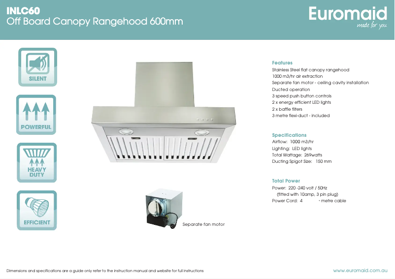 Page 1 of the manual Technical Sheet Euromaid INLC60