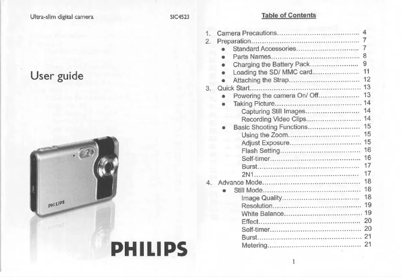 Page 1 of the manual User Manual Philips SIC4523BB