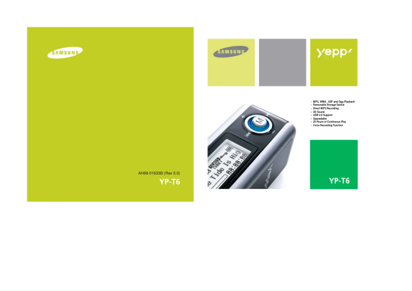 Page 1 of the manual User Manual Samsung YP-T6Z