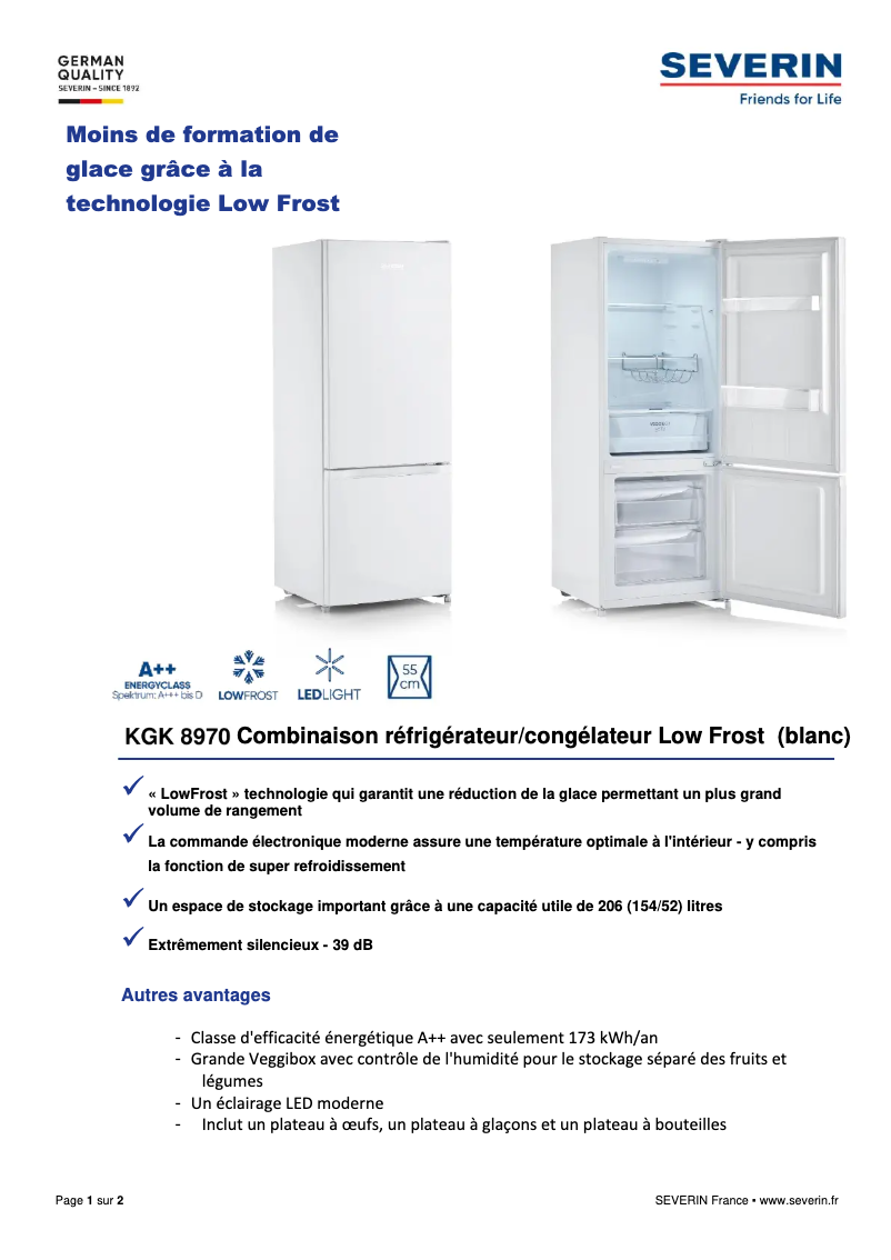 Page 1 of the manual Technical Sheet Severin KGK 8970